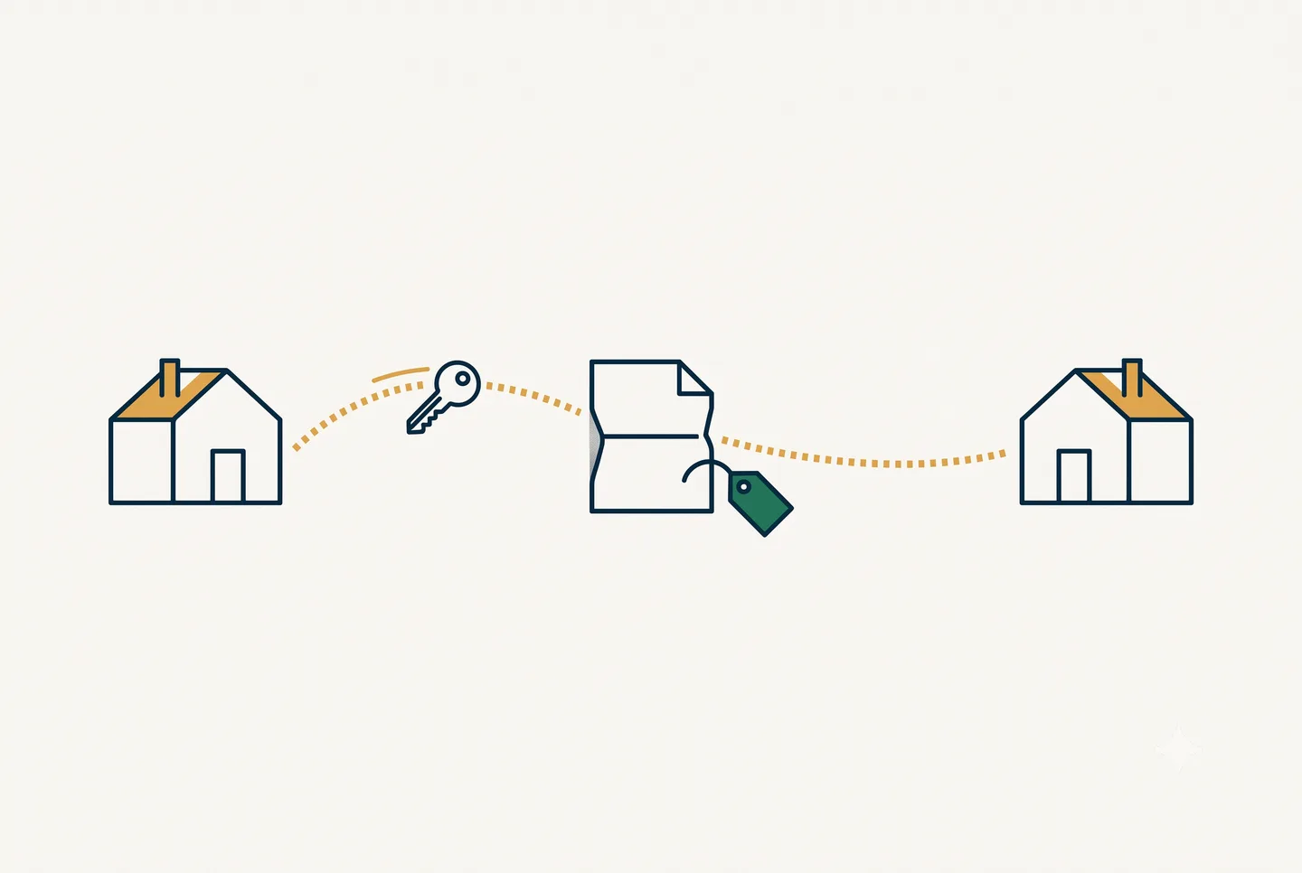 House key moving between two properties with an assignment contract midway